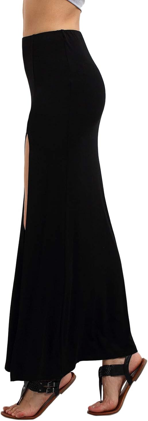 Verdusa Women's Solid Color High Waist Side Split Maxi Skirt at  Women’s Clothing store