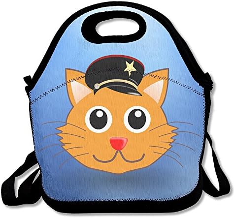 Oery Police Cat Bento Lunch Bag Portable Cooler Tote