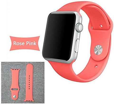 Idea-Promo -Apple Watch Replacement Band - Soft Silicone Replacement Sports Wristbands Straps for Apple Wrist Watch iWatch (42, Rose Pink)