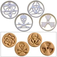 FULL SET of 4 Science Signs cookie cutters (Atom, Biohazard, Radiation and Toxic sign cookie cutters), 4 pcs, Ideal for Science themed party