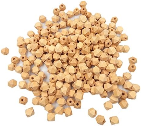 Laymily 50pcs Natural 10mm Geometric Hexagonal Beads Unfinished Wooden Beads Faceted Cube For Necklace Bracelet DIY Art &amp; Craft Accessories Jewelry Supply&amp;Wood Crafts