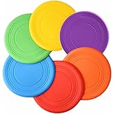 SUHEEUS Kids Flying Disc Toy Outdoor Playing Lawn Game Disk Flyer for Kindergarten Teaching Soft Silicone Colorful 6 Pack Bul