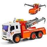 Gizmovine Toy Truck Heavy Duty Wrecker Tow Truck Police Construction Toys for Boys with Friction Power (with Double Hooks)