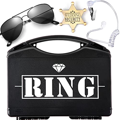 Ring Wedding Bearer Security:Ring Wedding Security Set Ring Box Bearer + Glasses + Earpiece + Badge Ring Gifts Proposal