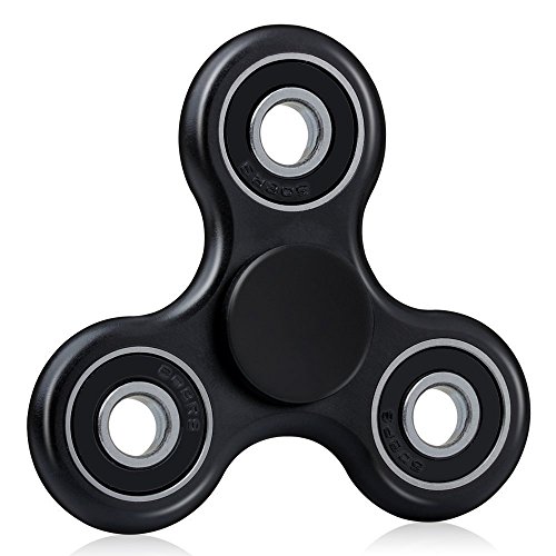 Sunggo Hand Fidget Tri-spinner Black Spinners Stress Reducer EDC toys With premium High Speed and Du