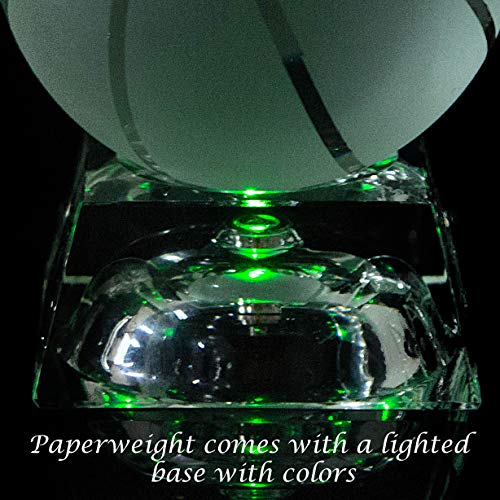 Matashi Crystal Paperweight for Desk with Etched Basketball Ornament with Lighted Trapezoid Base Gift for Kids Students Teachers Classmate Birthday Thanksgiving