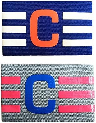 Elastic Football Captain Armband Basketball Adjustable Captain's Arm Band Sleeve,Fits for Adolescent and Adult, 2 Colors / Pack