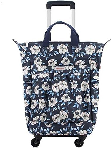 BGSFF Retro Travel Rolling Duffel Bag Holdall Lightweight Waterproof Trolley Luggage Tote Bag Carry-On Suitcase with 4 Spinner Wheels for Men and Women