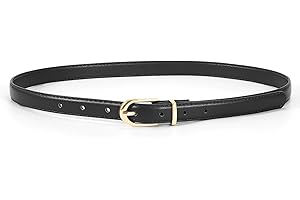 JASGOOD Womens Skinny Leather Belt Ladies Thin Faux Leather Belt with Gold/Silver Buckle for Jeans Dress Pants