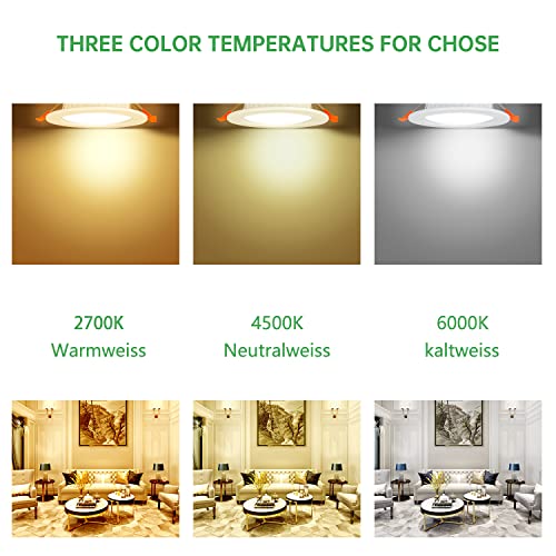 Recessed LED Spotlights for Plasterboard, 5W Equivalent to 40W, Cool White Light 6000K Ultra Thin Ceiling Lights for Plasterboard Interior, Round Metal, Slim Downlights, Hole Φ75-95 mm, Set of 24