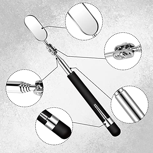 3 Pieces Telescoping Inspection Mirror Set Round Mirror Adjustable Inspection Tool For Checking Vehicle Observing Eyelashes Mouth And Small Part Extendable Retractable Inspection Tool Kit 3 Sizes