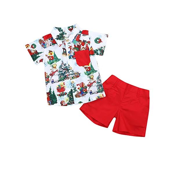 Christmas Outfits Toddler Kids Baby Boy Girl T-Shirt Tops Short Pants Clothes Set Costumes