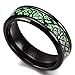 King Will Aurora 7mm Black Celtic Dragon Aurora Luminou Glow Mens Titanium Wedding Ring Band