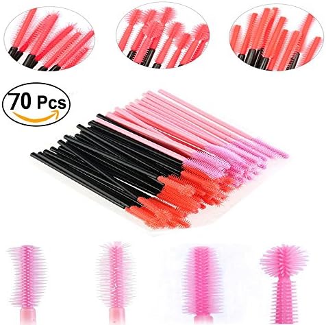 PINK SNAKE Disposable Silicone Mascara Wands,Eyelash Mascara Brushes,Eyelash Extension Applicators,70pcs