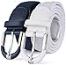 Marino Braided Stretch Belt - Fabric Woven Belt - Casual Weave Elastic Belt for Men and Women - Navy/White - L