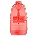 Geo Sports Bottles 1 Gallon BPA Free Reusable Leakproof Wide Mouth Sports Water Jug Bottle with Handle and 48mm Screw Cap (Red)