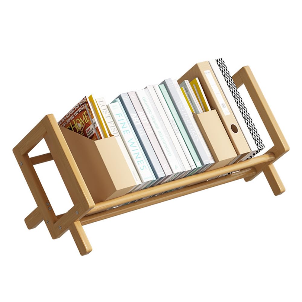 NUODWELL Bamboo Children's Bookcase, Desktop Kids Bookshelf Storage Display Rack, Small Simple Book Organiser for Children's Room (Log color, 40cm Long)