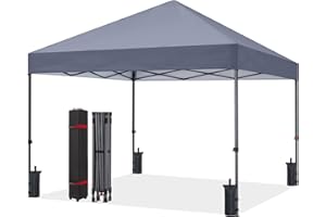 HLONG 10x10 Pop Up Canopy - Beach Tent with One Push Setup,Gray
