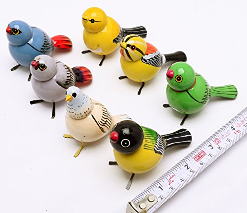 AzKrafts Lot 5 Pcs Handmade Painted Wooden Birds Vintage Indian Craft Toys Gift