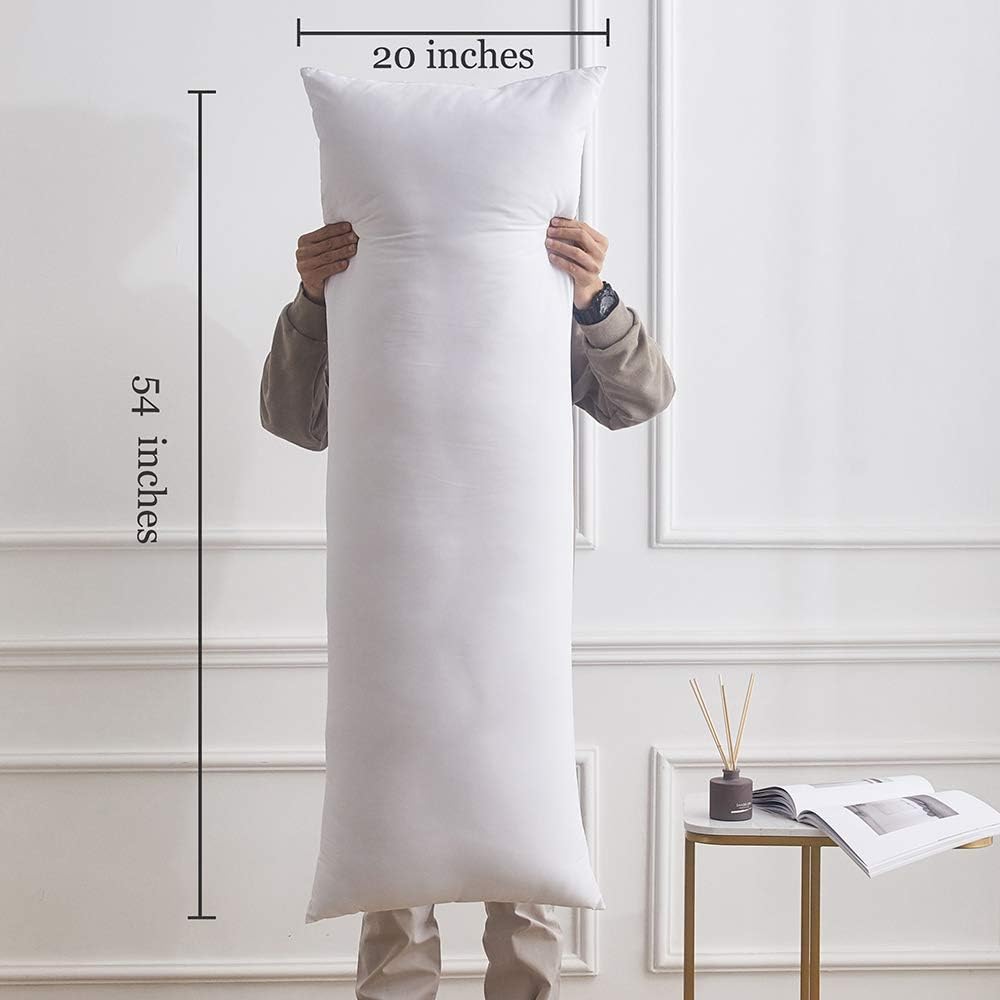 Yalamila Full Body Pillow for Adults-100% Polyester Body Pilllow Insert for Side Sleeper-Breathable White Long Pillow for Sleeping-20×54 inch: Home & Kitchen