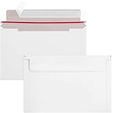 100 Pack 6.5x4.5 inch Rigid Mailer Self Seal Photo Document Mailers, Stay Flat White Cardboard Shipping Envelopes White Photography Mailers for CD, Photos, Document