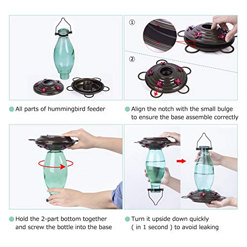 Bolite 18001 Hummingbird Feeder Glass Wild Bird Feeders Retro