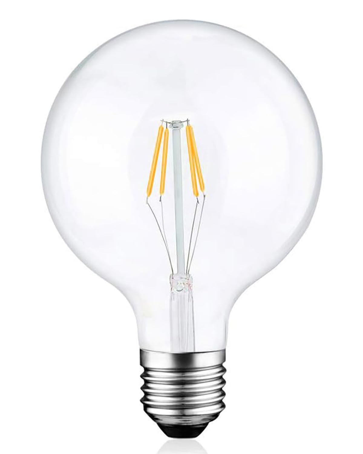 Bonlux G125 Vintage Large Globe Bulb, 4W Dimmable E27 LED Globe Bulb Warm White 2700K, E27 ES Edison Screw Filament Lamp,40W Halogen Replacement, Clear Glass Decorative Light, 1-Pack