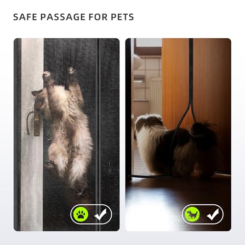 EXTSUD Magnetic Screen Door, 120 x 210 cm Mosquito Net Curtain for Doors, Insect Protection for Balcony Door, Living Room, Patio Door, Black