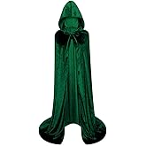 LHJ Unisex Full Length Hooded Robe Cloak Long Velvet Cape Cosplay Costume