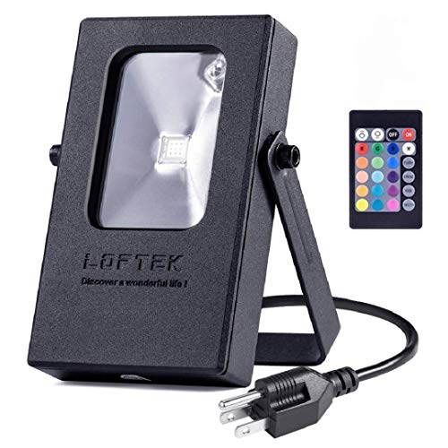LOFTEK Nova Mini RGB LED Landscape Lights, 10W Outdoor Color Changing Floodlight with US 3-Plug, IP65 Waterproof Dimmable Wall Washer Light, Stage Lighting