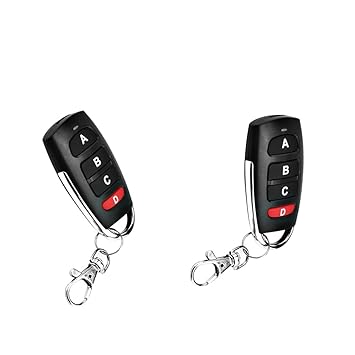 MagiDeal 2 Stücke 433 MHz 3 V 4-Taste Cloning Garagentor Fernbedienung Schlüsselanhänger Universal