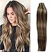 Tape in Hair Extensions Remy Human Hair Brown to Blonde Highlights 40grams/20pcs Seamless Skin Weft Blond Balayage Tape Hair Extensions, 18
