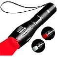 YZYOE Rechargeable Red Light Flashlight， 2 in 1 White Lights and LED Red Light，2 Modes,Outdoor Variable Focus Portable Red Light Mini Flashlight.