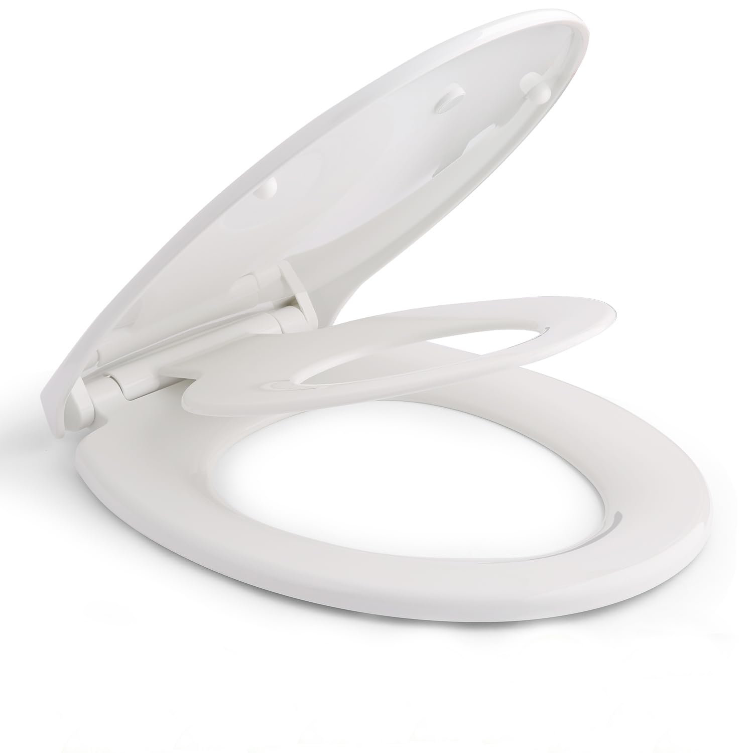 Himimi Family Toilet Lid with Magnetic Child Seat, Soft-Close Mechanism, Adjustable Hinge, Quick-Release Function/O-Shape PP Toilet Seat (447 x 371 x 55 mm)