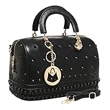 MG Collection Roni Gothic Skull Stud Shoulder Bag, Black, One Size