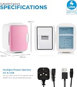 Subcold Classic4 Mini Fridge Cooler & Warmer 4 L 6 Cans AC USB White/Pink view 7