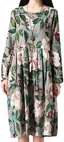 Hole Tide Women's Plus Size Crew Neck Floral Tunic Dress Grey Size US 14