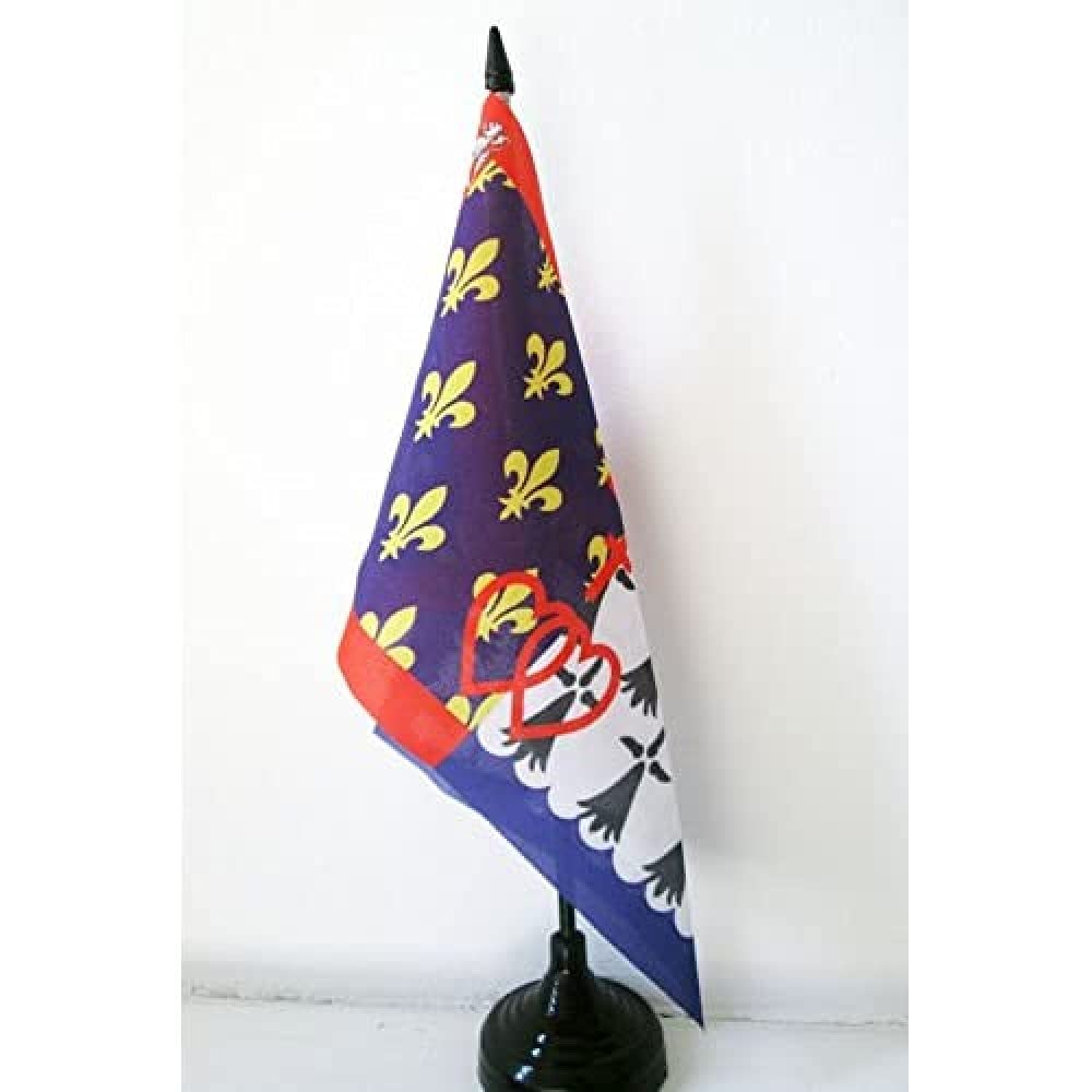 AZ FLAG Pays de la Loire Table Flag 5'' x 8'' - French region of Pays de la Loire Office Decoration 100% Polyester 21 x 14 cm - Mini Desk Flag with Pole and Black Plastic Base