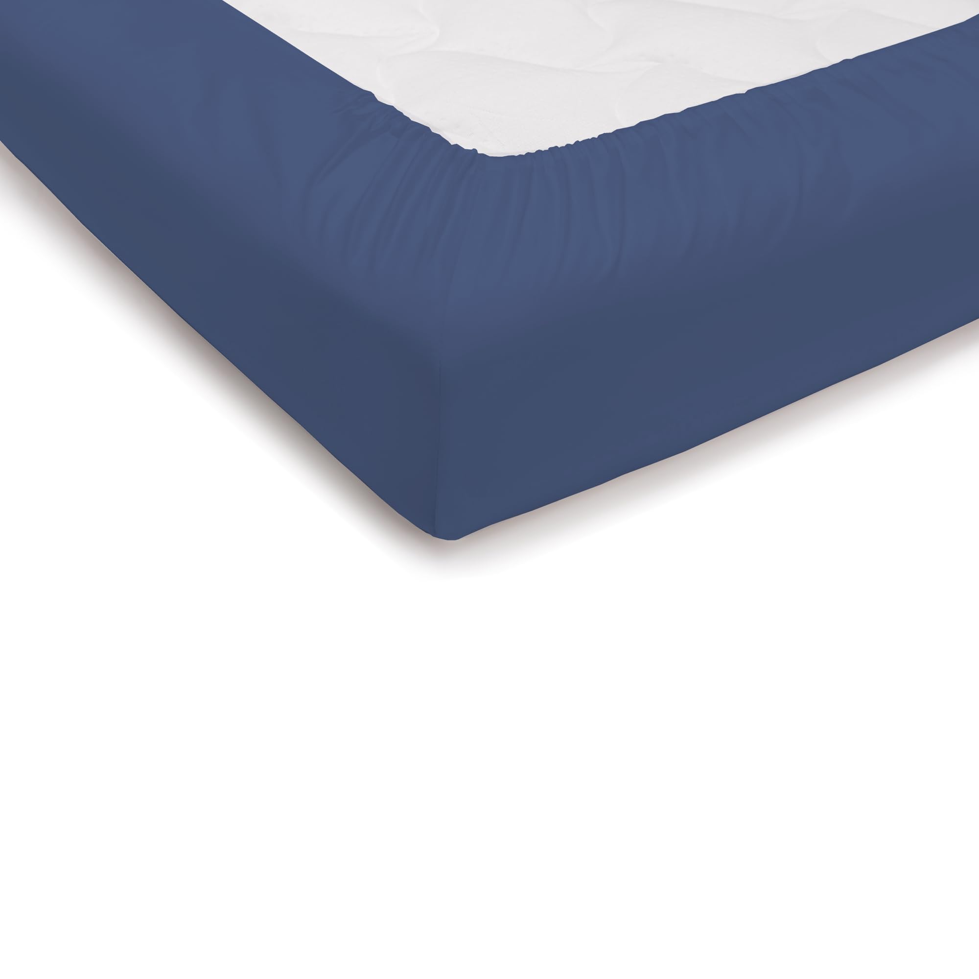 PENSIERI DELICATI Single Fitted Sheet 90 x 200 cm, Plain Fitted Sheet +25 Made of 100% Cotton, Made in Italy, Colour Navy Blue