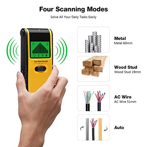 URCERI Stud Finder Wall Scanner 3-in 1 Metal AC Wires Wood Detector with Backlit LCD Screen Display and Beeping Sound Alert - Thumbnail 2