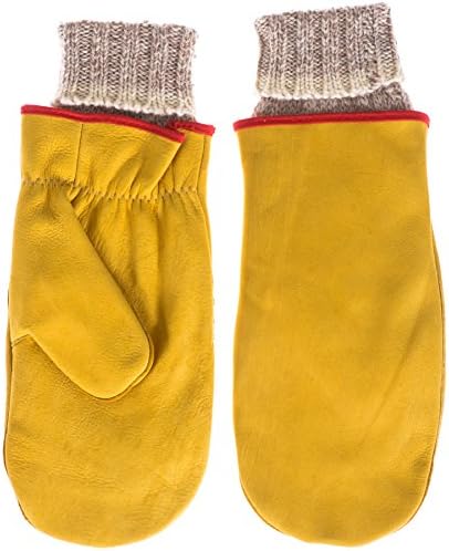 Klondike Men's Cow Hide Chopper Mitt with Heavy Weight Removable Raggwool Liner (Wheat, Small)