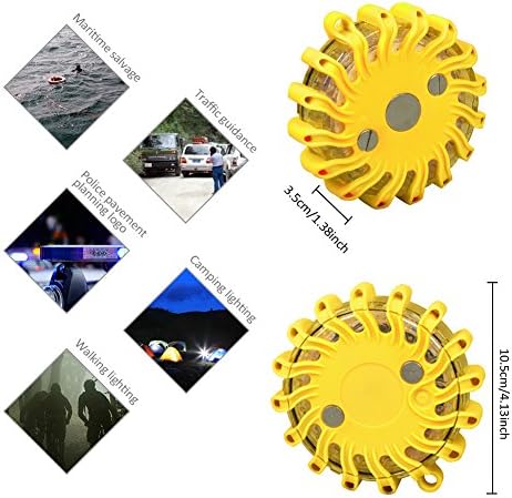 sweetlife LED Warning Flares, LED Flashing Warning Light, Dustproof, Soil Release, And Corrosion-Resistant Rechargeable Emergency Roadside Rainproof Flashing Road Beacon with Magnetic Base