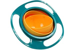 ESH7 Gyro Bowl Funny 360 Degree Rotate Spill-Proof Bowl with Lid Feeding Without Mess Toy for Toddler Baby Kids Children,Green