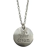 Live Your Dream Necklace Empowering Inspired Words Jewelry for Man Woman Follow Dreams