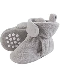 Luvable Friends Unisex Baby Cozy Fleece Booties, Neutral Gray, 0-6 Months