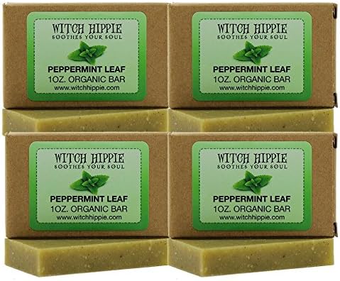 Peppermint Leaf 1oz Organic Bar Soap By Witch Hippie-4 pack