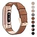 SWEES Leather Bands Compatible for Fitbit Charge 4, Charge 3 & Charge 3 SE Fitness Tracker, Genuine Leather Band Strap Wristband Replacement for Women Men Small Large, Black, Rose Gold, Beige, Brown
