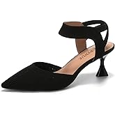 EBYNUE Women's Pumps Low Heel 2.5 inch Pointed Closed Toe Slingback Kitten Heels Party Wedding Comfortable Dress Shoes