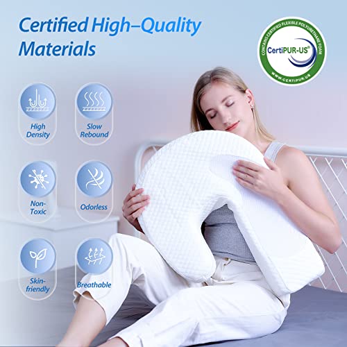 HOMCA Side Sleeper Pillow Ergonomic Pillow Side Memory Foam U Shape Washable Pillow Case