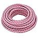 Boruo Brand 3mm Round Folded Bolo PU Braided Leather Cord For Necklace Bracelet Jewelry Making (5m Pink Color)